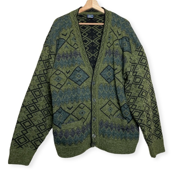 Vintage Other - Azadi Vintage Oversized Wool Grandpa Sweater W/ Pockets Size XL